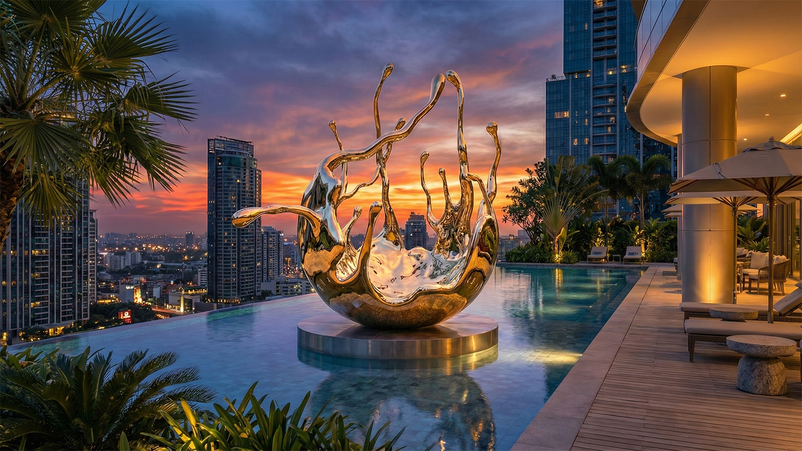 Steel Sculpture for Outdoor Plaza & Fountain M