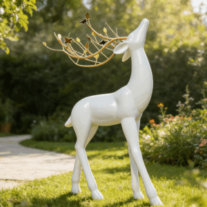 Modern Steel Deer Garden Sculpture 4
