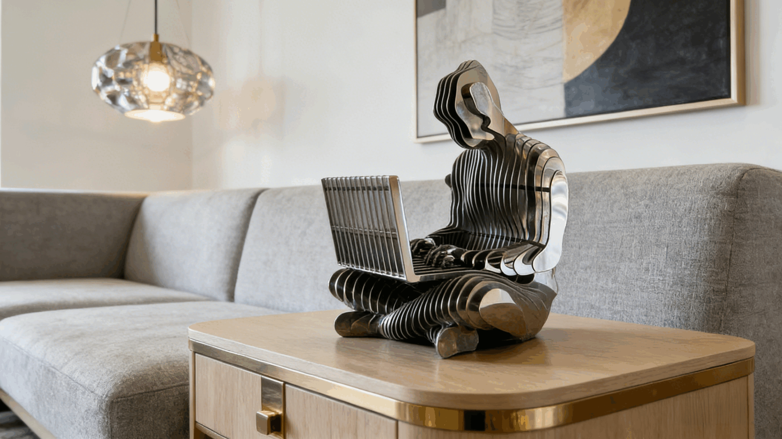 Thinker Laptop Sculpture 5