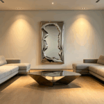 Art Mirror 5 Sculptural Art Mirror for Interior Decor – Modern Stainless Steel Wavy Frame Mirror