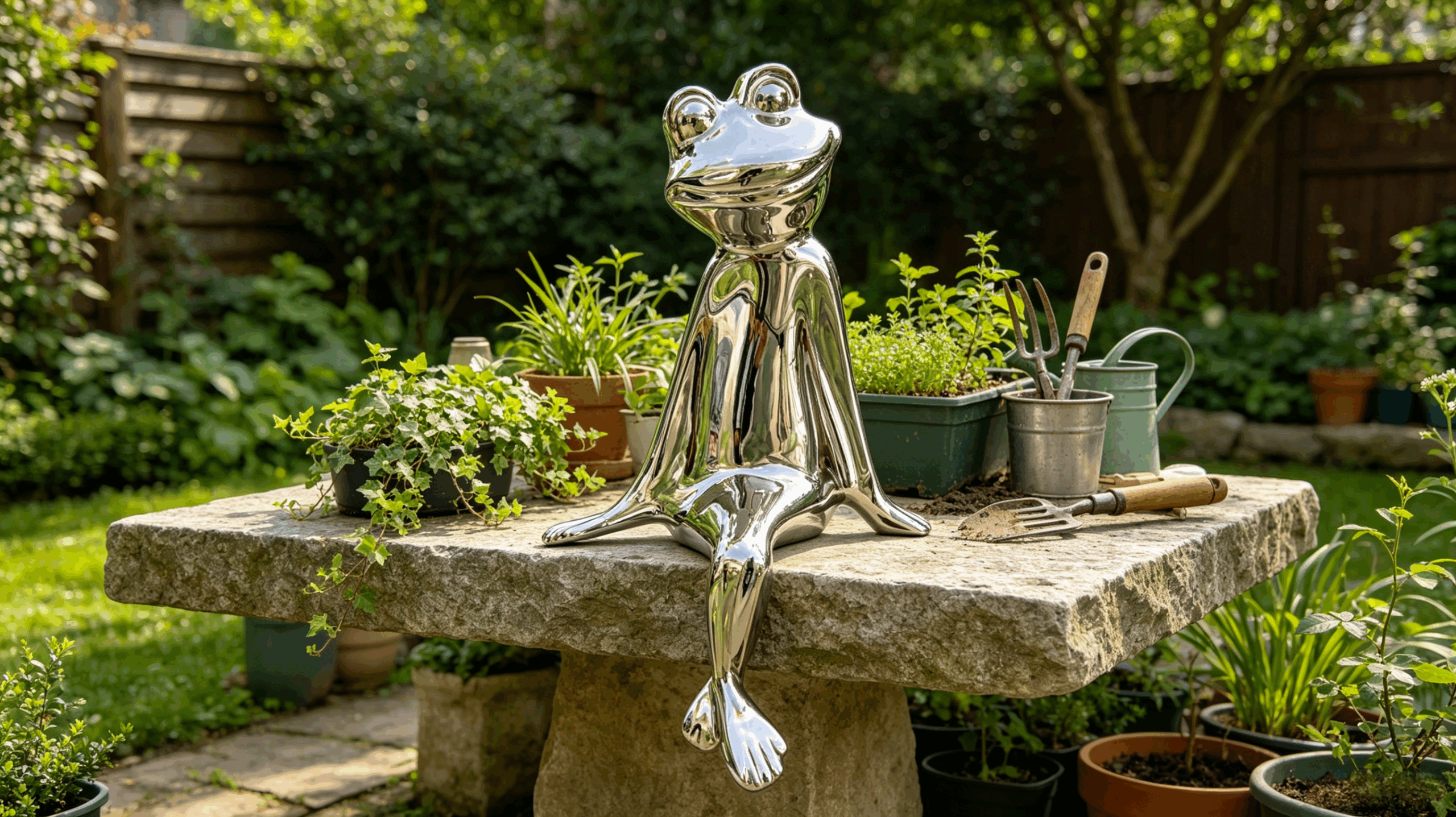 Steel frog sculpture M